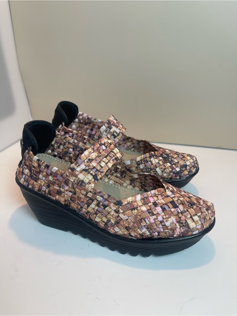 Bernie Mev Lulia Woven Mary Jane Wedge Shoes Multi Color New EU 40 US 9
